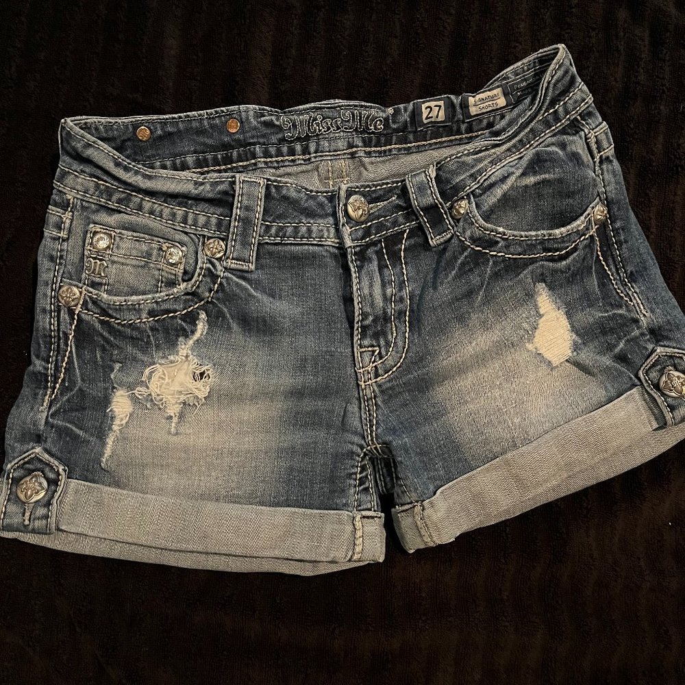 MISS ME Jean Sequin Shorts